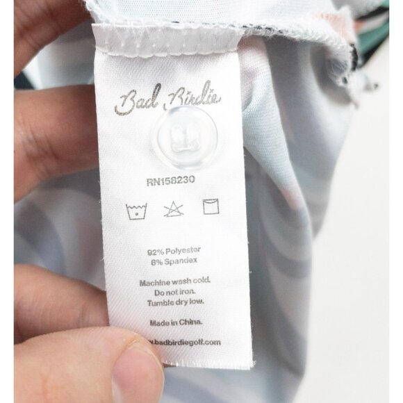 Bad Birdie Golf Polo Men's Fits Large Geometric Diamond Pink Mint Green Wicking - Picture 7 of 12